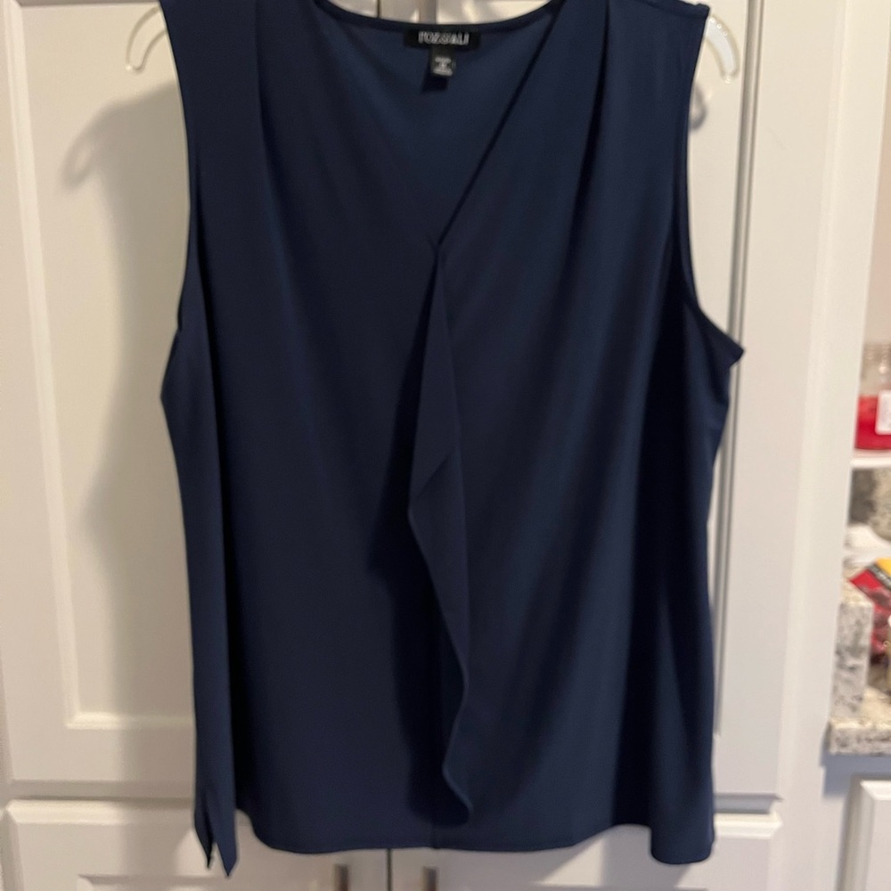 Roz & Ali Dark Teal Sleeveless Blouse 1x